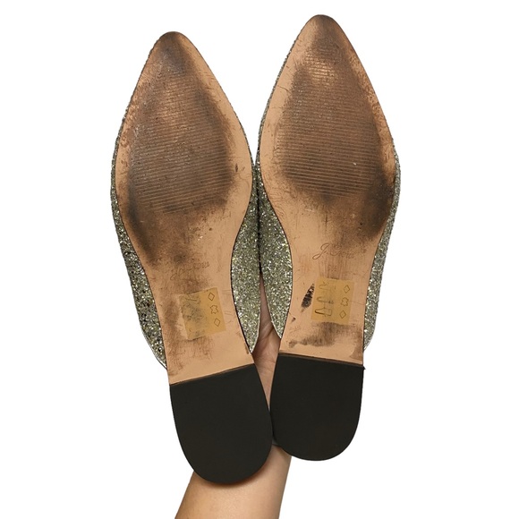 PERFECT FOR THE HOLIDAYS!! NO HEEL!! J Crew Glitter Slide Silver Flats 9.5 - Picture 8 of 11